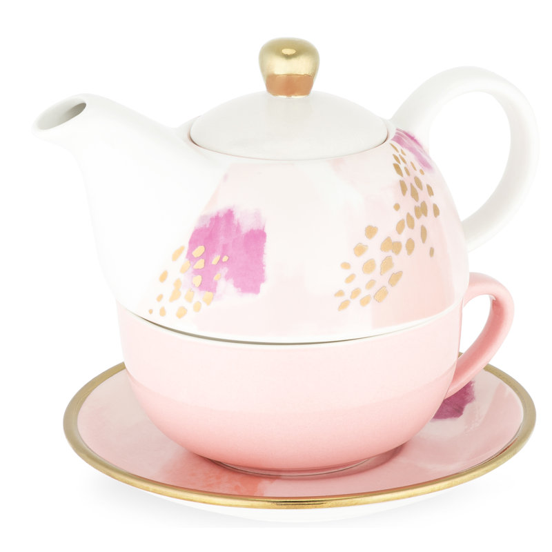 Pinky Up Addison Abstract 3 Piece Ceramic Tea Set Wayfair